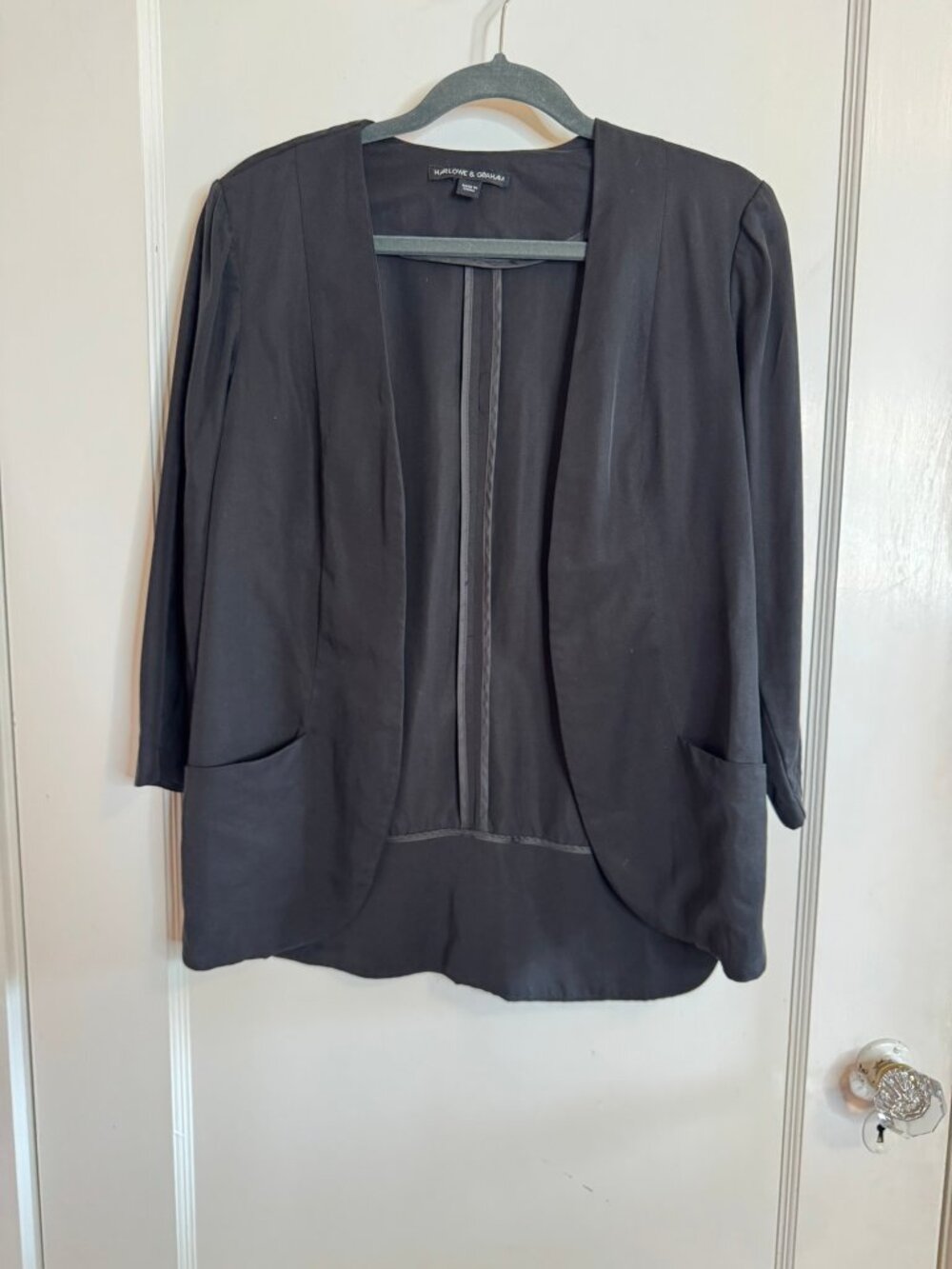 Harlowe & Graham Black Open Tailored Blazer Jacket sz XS